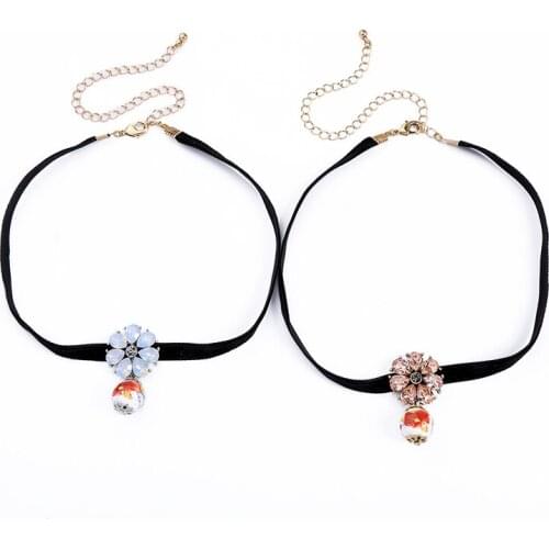 Cute Ethnic Pink/White Resin Ceramic Glass Flower Drop Earring Neckalce For Women Handmade Wholesale Romantic Jewelry Accessory