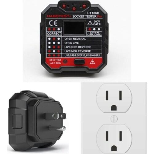 Digital display socket tester plug polarity phase check detector Voltage test multi-function electroscope