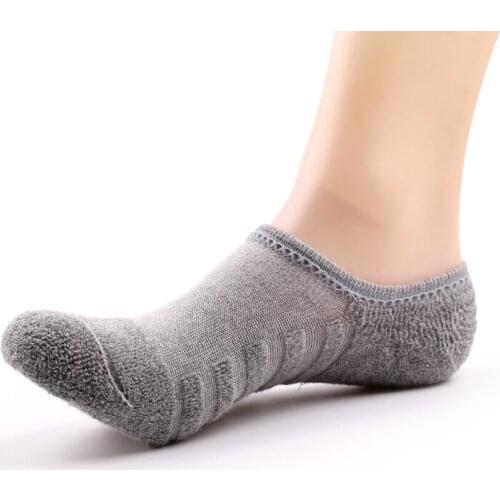 Men Towel Bottom Boat Socks Solid Color Silicone Non-slip Deodorant Terry Socks Cotton Summer Invisible Sock4 pairs/lot=8 pieces
