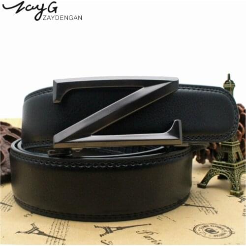 ZAYG Men High Quality Belt Mens Design Luxury Exquisite Letter Z-type Automatic Buckle Belt Fashion Retro Alloy Buckle Belt