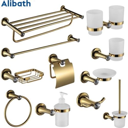 Bathroom Accessories Hardware Set Shelve Paper Holder Robe Hook Towel Rack Toilet Brush Holder Soap Dish Cup & Tumbler Holder