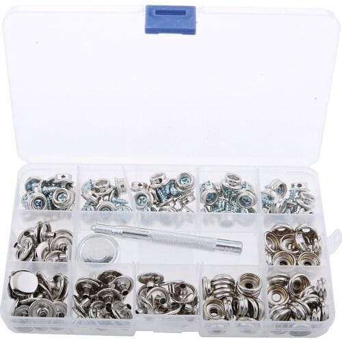 152Pcs Stainless Steel Boat Marine Cover Fastener Snap 3/8'' Screw Kit with Installation Tool