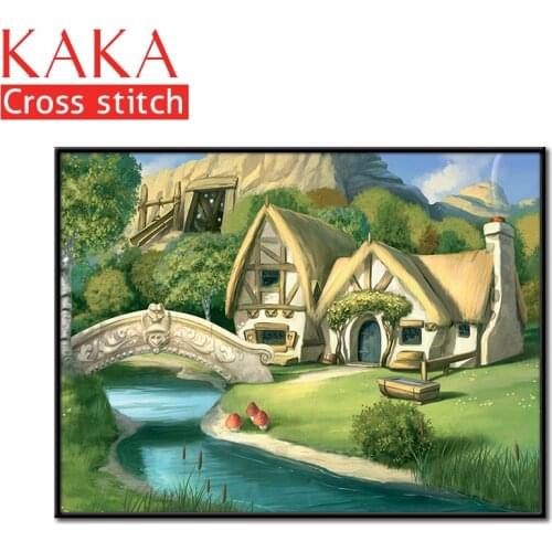 Cross stitch kits,Embroidery needlework sets with printed pattern,11CT-canvas for Home Decor Painting,Landscape Full NCKS042
