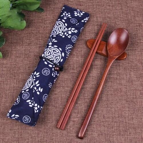 Norbi Chopsticks And Spoon Set Wooden Chopsticks And Spoon Set, Outdoor Picnic Travel Tableware Holiday Gifts Japanese Style
