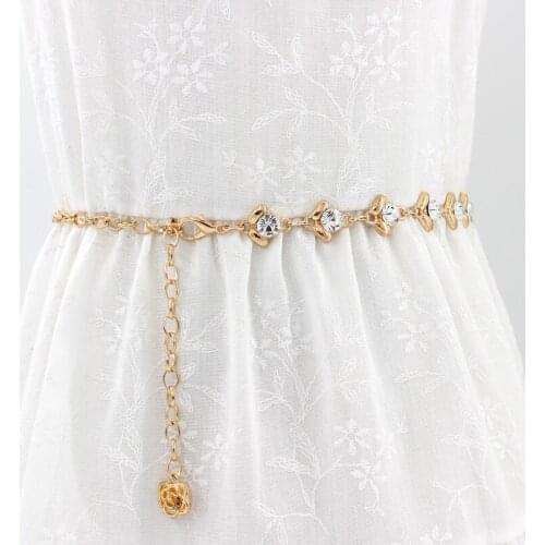 New Fashion Women Sexy Waist Chain Rhinestone Body Chain Belt For Lady Female Party Beach High Quality Metal Belt For Dress