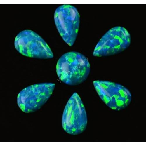 Opal factory 2*3mm-8*10mm flat bottom pear shape cabochon opal OP36 peacock blue fire opal for jewelry making