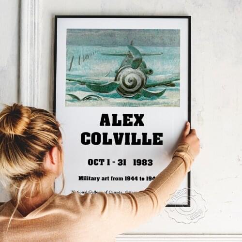 Alex Colville 1983 Vintage Canadian Exhibition Poster, Nordic Retro Style Airplane Canvas Painting, Home Wall Picture Decor Gift