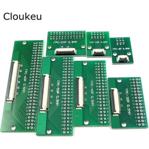 FPC/FFC flat cable transfer plate DIP DIY 0.5 mm spacing connector 6P 8P 10P 12P 20P 24 30P 40P 50P 60P 0.5 change 2.54