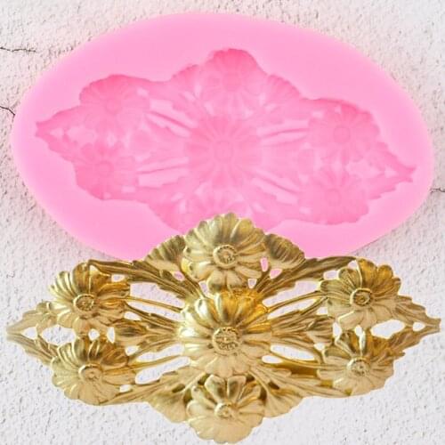 Baroque Relief Border Silicone Mold Daisy Flower Cupcake Topper Fondant Cake Decorating Tool Candy Clay Chocolate Gumpaste Mould