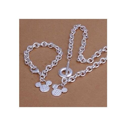 S335 925 Hot Selling Silver Color Jewelry Sets For Women Fashion Jewelry Set Bracelet Necklace /apvajhca Bbnajsua
