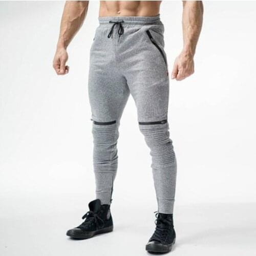 Men Casual Sports Pants Sweatpants Ankle Zippers Elastic Waist Autumn Workout Joggers Trousers Men