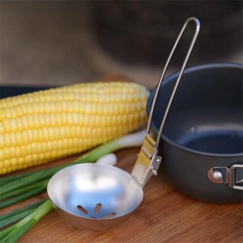 Picnic Folding Soup Ladle Hot Selling 2 in 1 Long Handle Soup Spoon Home Strainer Cooking Colander Kitchen Scoop Ladle Tableware