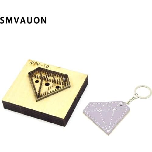 SMVAUON Leather Cutting Die Diamond Shape Key Ring DIY Key Case Fun Pendant Leather Cutter Mold Knife Mould Hand Punch Tool