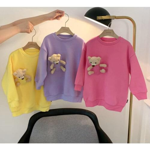 2021 Spring Autumn Girls Boys Cute Cartoon Bear Sweatshirt Baby Kids Children Long Sleeve Shirt