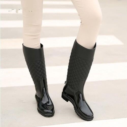 Comemore New 2021 Punk Style Zipper Rain Boots Womens Pure Color Rain Boots Outdoor Rubber Water Shoes for Female Plus Size 41