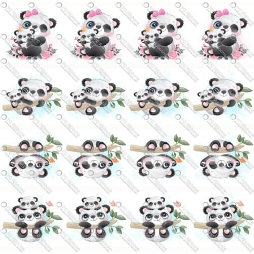 1-1/2" Cute Panda Printed Custom Design Cartoon for DIY Crafts Hair Bow Lanyard/Satin /3" Grosgrain Ribbon CA241
