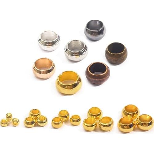 100-500Pcs/lot 1.5/2/2.5/3/3.5/4mm Round Crimp End Beads Stopper Spacer Loose Beads For DIY Jewelry Making Necklace Accessories