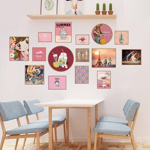 16 Style Frame Photo Wall Sticker Girl Room Decor Aesthetic Mural Warm Bedroom Decal Home Decoration Accessories for Living Room