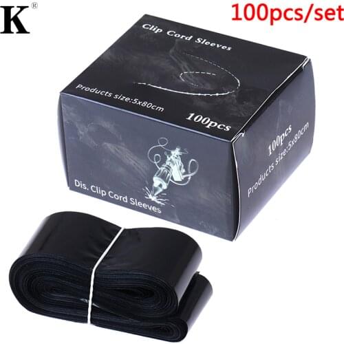 100/200Pcs Tattoo Accessory Machine Disposable Black/Blue Tattoo Clip Cord Sleeves Bags Covers For Tattoo