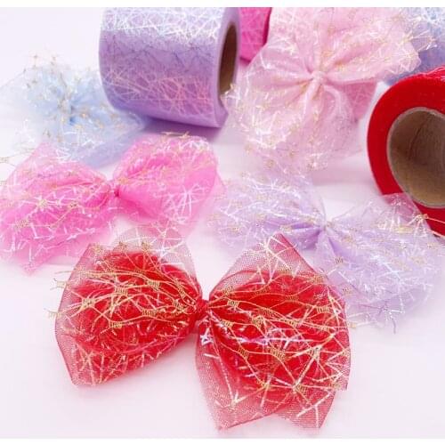 25yards 6cm Symphony Line Mesh Organza Stain Ribbon Bowknot DIY Hair Accessories