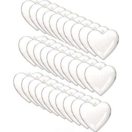 30Pcs Clear Plastic Fillable Ball Heart Shape DIY Plastic Party Decor
