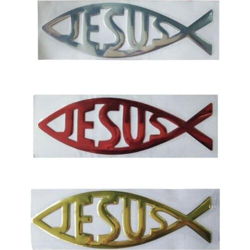 Jesus Fish 3D Car sticker Soft PVC Chromed Emblem Badge Car Styling Decoration Waterproof Decal Christian Decal Sticker