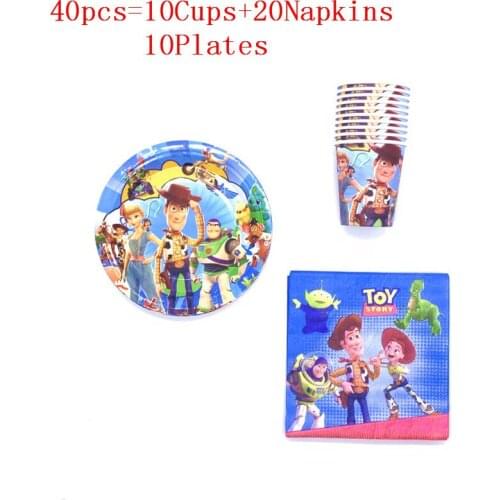 40pcs/60pcs Disney Toy Story 4 Woody Buzz Lightyear Birthday Party Paper Cup+Plate+Napkin Event Party Paper Tableware Set Supply