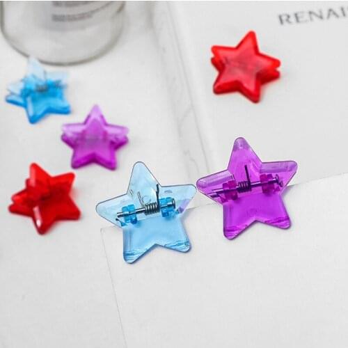 5pcs Fashion Candy Color Plastic Star Clip Photo Book Mark Folder Clips Home Office School Supplies Student Stationery bookmark