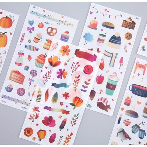 6 Sheets/pack Autumn Forest Party Decorative Stationery Stickers Scrapbooking Diy Diary Album Stick Lable