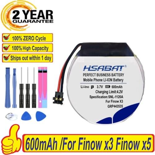 Top Brand 100% New 600mAh 403535 Battery for Smart watch Finow x3 Finow x5 replace lem5 lem 5 Batteries + free tools