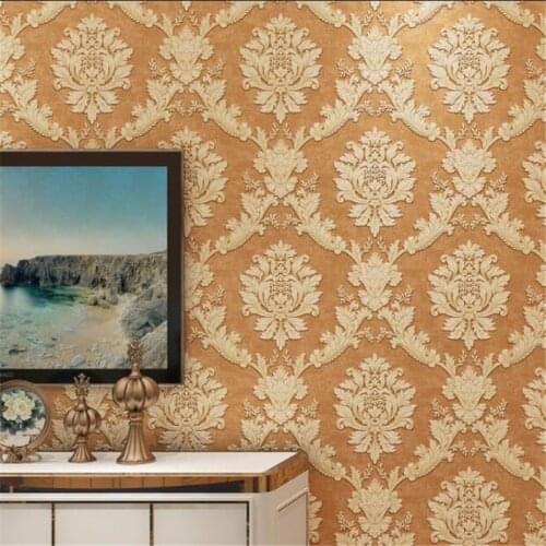 Beibehang Vintage European Damascus 3D stereo AB with striped non-woven wallpaper bedroom living room background wall paper