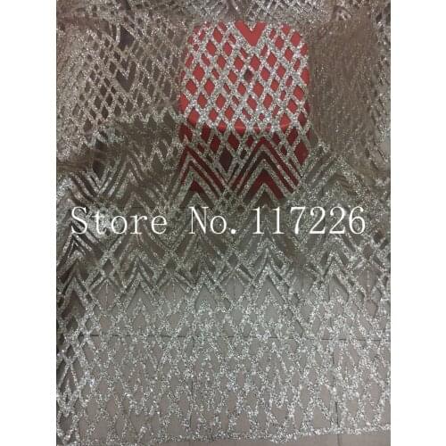 Shinning french net fabric JRB-92716 with glued glitter 5yd/lot glued glitter tulle lace fabric for evening dress in rose gold