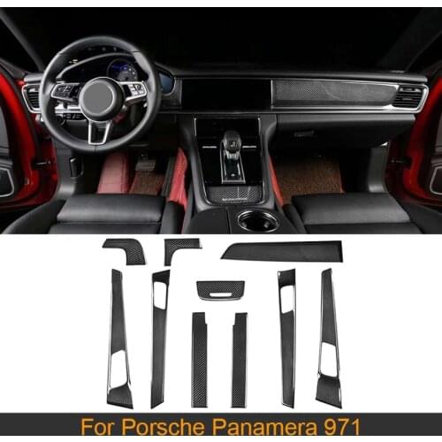 Carbon Fiber Interior Dashboard Trims Covers For Porsche Panamera 971 2017 2018 2019 Car Door Handle Armrest Covers Trims LHD