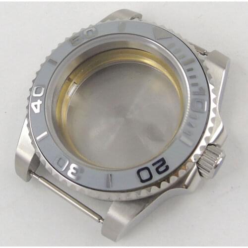 Fit NH35/NH36 Automatic Movement Watch Case Sapphire Glass Without Magnifier Grey Ceramic Bezel Insert Seeing Backcover