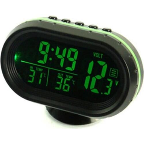 Digital Car LCD Clock Voltmeter Thermometer Battery Voltage Temprerature Monitor DC 12V-24V Freeze Alert