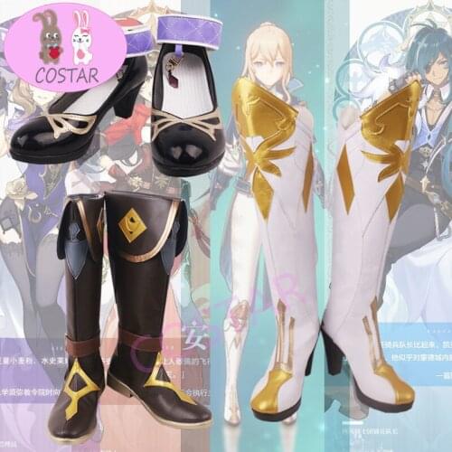 COSTAR Genshin Impact Jean Lisa Kaeya Amber Cosplay Shoes Boots Halloween Carnival Cosplay Costume Accessories