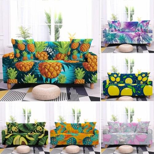 Elastic Sofa Cover Tropical Fruits Couch Cover Dustproof Cover for Living Room L Shaped Corner Chaise Longue Sofa Slipcover