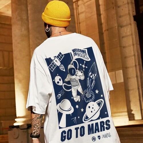 V-hanver A Starman Waiting In The Sky Vintage MenS Cartoons T Shirt Summer Basic Style Hip Hop T Shirt