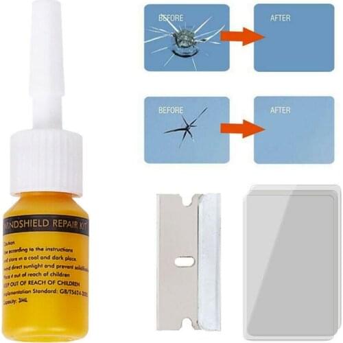 Window Repair Car Windshield Repair Tool Glass Fluid Resin Cure Strips Razor Blade Kit Windscreen Crack Repair Glass Repair