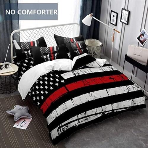 Bedding Duvet Cover Set 2/3Piece Redline American Flag Soft Microfiber Breathable Skull Comforter Cover Set Bedroom Decorate