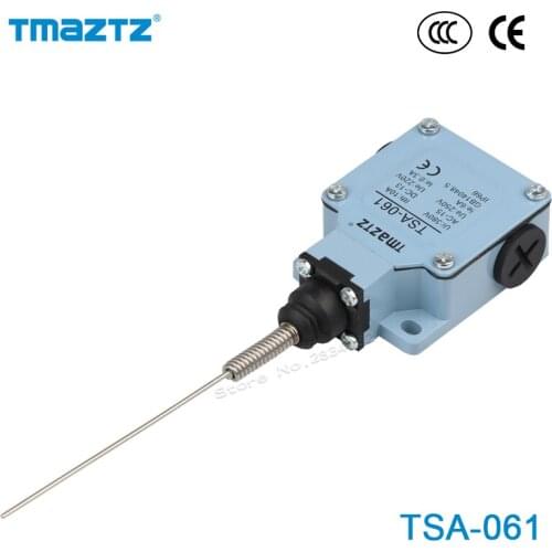 Limit switch AC DC NO NC 380V 10A Stainless Steel Spring Lever Arm Head Momentary Metal Travel Switch IP66 Waterproof TSA-061