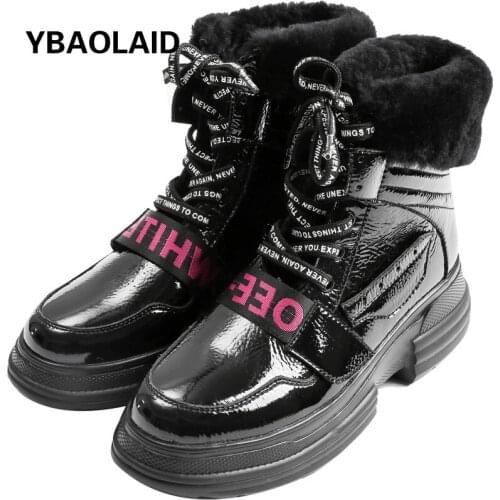 Leather and Velvet Thick-soled Warm Snow Boots Cotton Shoes 2021 Winter New Round Head Cross Strap Fashion All-match Ankle Boots