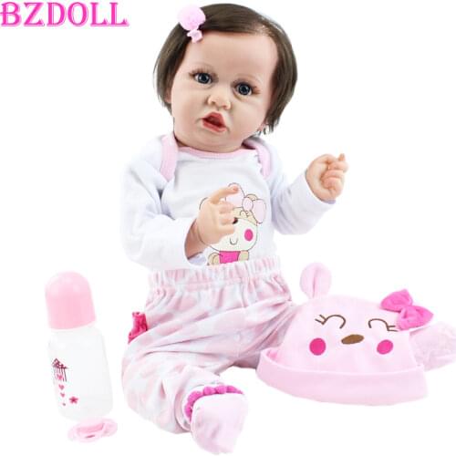 55cm New Face Full Silicone Reborn Doll 22" Lifelike Newborn Girl Baby Bathe Toy Birthday Gift