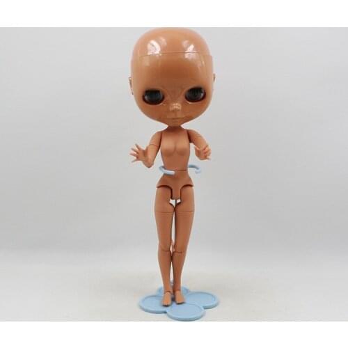 Joint body Nude blyth Doll,black skin without hair bald without make-up