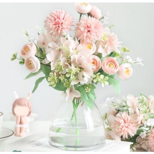 60%HOTArtificial Flower Realistic Looking Eye-catching Faux Silk Flower Small Bouquet Fake Flowers Party Decor for Home