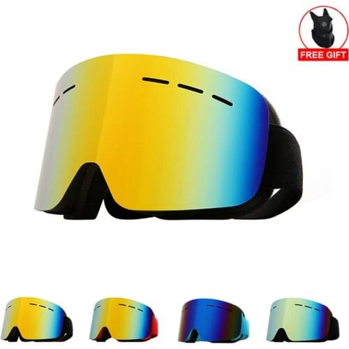 OTG Ski Goggles Snowboard Mask For Men Women Skiing Eyewear UV400 Snow Protection Over Glasses Adult Double Anti-Fog Cylindrical