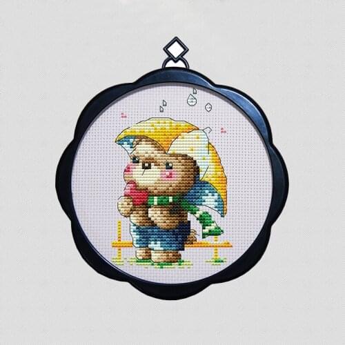Little mouse cute cartoon Simple small photo frame cross stitch count print on canvas Chinese print embroidery needlework sets