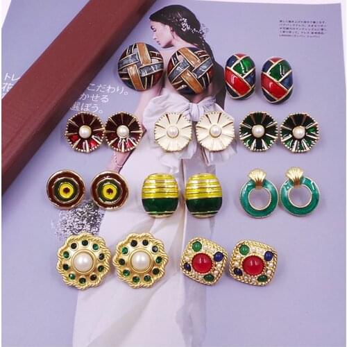 Retro fashion earrings classical temperament tremella enamel ear clip