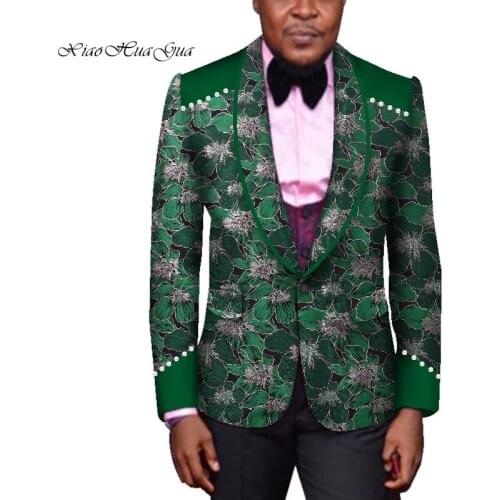 Men Blazer Fancy African Men Clothes dashiki Suit Jacket Dashiki Tops Coat Flower Blazer Wedding Dress Suit Casual WYN707