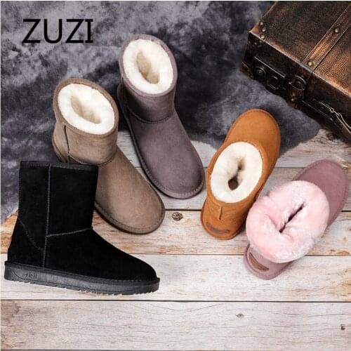ZUZI 2020 New Genuine Leather Fur Snow Boots Women Top High Quality Australia Boots Winter Boots for Women Warm Botas Mujer
